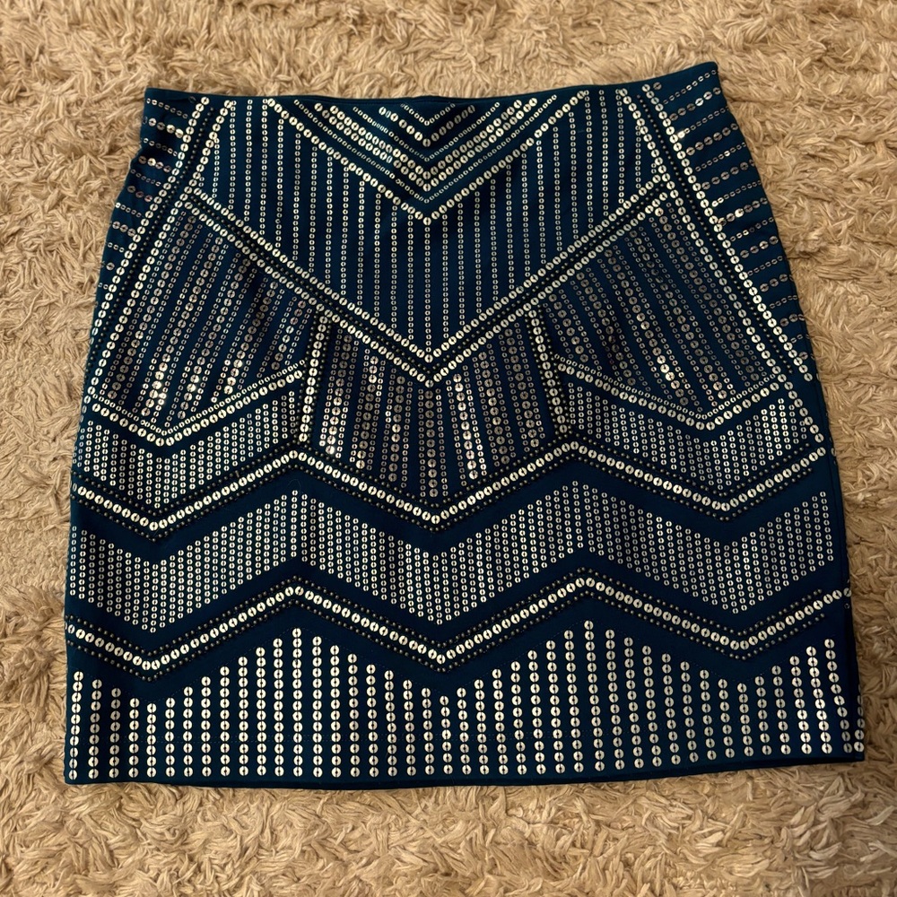 Express Teal Sequin Skirt, Size S
